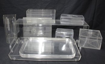 Collection Of Vintage Acrylic Lucite Organizers And Trays And More