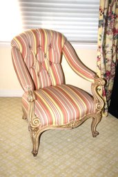 Strip Upholstered Lounge Carved Arm Chair