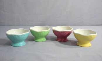 Set Of Colorful Footed W/Ruffled Edge Ice Cream/ParfaitSundae Bowls