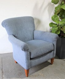 Blue Grey Storehouse Scroll Arm Club Chair