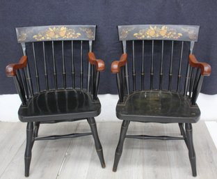 Pair Of 1980s Vintage Chairman's Club Chairs With Floral Design