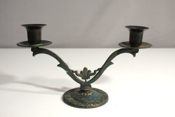 Old Vintage Shabbat Candlestick Pal Bell Israel  Jewish Greenish