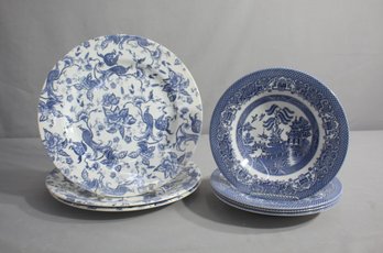 Group Lot Of Ravensdale Pottery Ltd Plates-Exotic Bird , Staffordshire England Chinoisierie Pattern