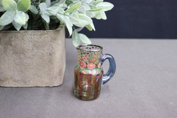 MacKenzie-Childs Mini 1993 Vintage Hand-Painted And Tinted Glass Mini Pitcher