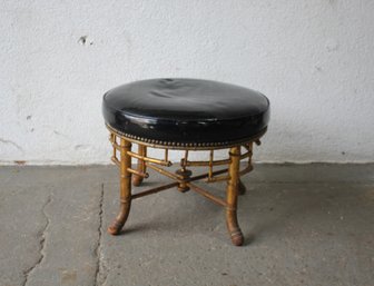 Napoleon III Chinoiserie Style Ottoman With Faux Leather