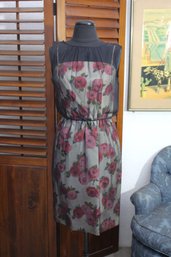 1960s Floral Silk Chiffon Wiggle Dress- Size Small