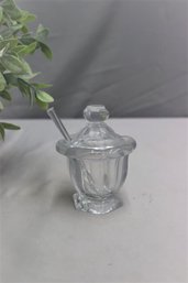 Baccarat Harcourt Missouri Crystal Condiment Pot With Spoon