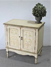 Weathered Painted French Provincial Style Side Cabinet/Nightstand