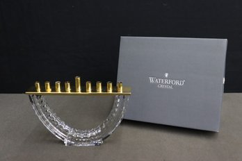 Waterford Crystal And Polished Brass Menorah, Original Box