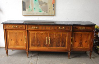 Marble Top Server With Brass Accents - Classic French Design