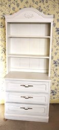 White Narrow Dresser With Bookshelf- 2Pieces