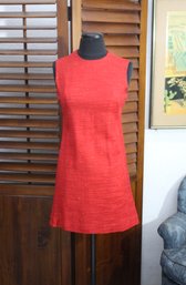 Classic Red Linen Sleeveless Shift Dress - Vintage, Size Small