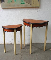 Pair Of Vintage Demilune Accent Tables - Elegant Half-Moon Design