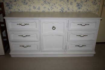 Snow White Refinished Long Boy Dresser With Hidden Drawers