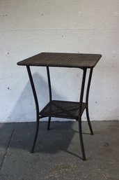 Woven Side Table With Lower Shelf