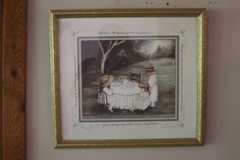 Sisters Tea Party By Gay Talbott Boassy Framed Matted Print