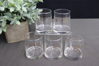 Set Of 5 Chequers -Scottish Toast Emblazoned Taper Rim Rocks Glasses