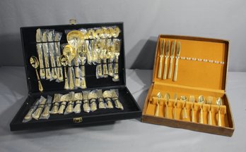 Two Partial Set Of Gold Tone Flatware