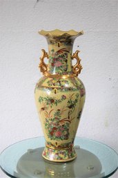 Famille Jaune With Gold Embellishment Satsuma-style Porcelain Chinese Vase