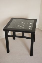 Black Oriental Glass Top Accent Table