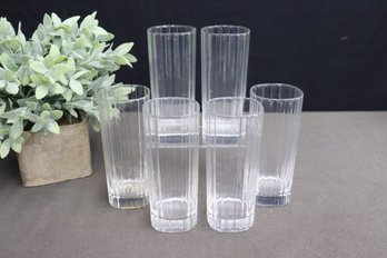 Set Of 6 Deep Fluted Squircle Highball Glasses
