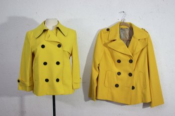 Lauren By Ralph Lauren: Two Yellow Double Breasted Six Button Pea Coats-size M