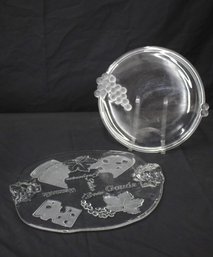Two Clear Glass Cheese Trays