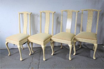 Four Queen Anne Dining Chairs Painted In Gustavian White