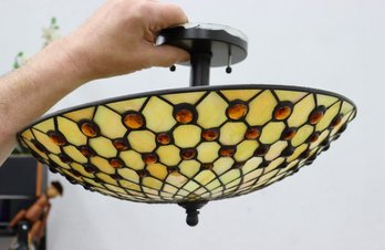 Tiffany Style Fibonacci Spiral Semi-Flush Ceiling Light