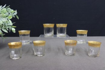Group Of 8 Vintage Tiffin-Franciscan Style  Gold Encrusted  Old Fashioned/juice Glasses