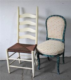 Ladder Back  Rush Seat Side Chair AND Tie-Dye Spoon Back Side Chair