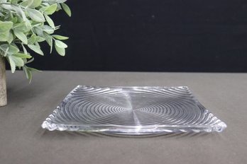 Josef Riedel Concentric Rings Square Crystal Plate, Corners Pulled Up