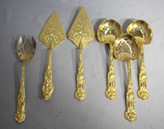 Vintage Gold-Plated Serving Utensils Set