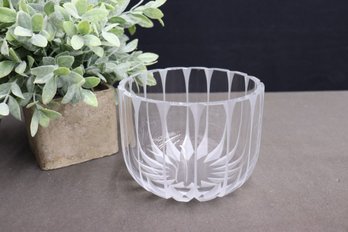 Elegant Deep Cut And Frosted Crystal Lotus Blossom Bowl