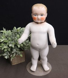 Vintage Porcelain Frozen Charlie Doll With Stand