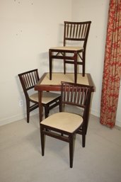 Vintage Stakmore Card Table And Four (4) Chairs