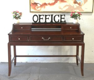 Lakefield Classic Writing Desk And Hutch With Cherry Veneers And Saber Legs