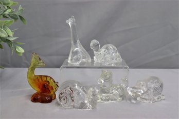 Group Lot Of Glass And Crystal Animal Figurines