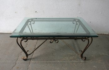 Iron Base Coffee Table With Glass Top