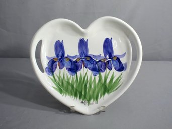 M.A Benr Heart Shaped Tray With Handles-Purple Iris