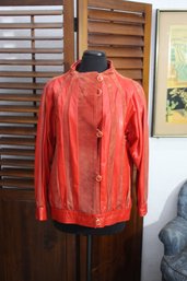 Vintage Peruzzi Italian Red Leather Jacket, Michael Jackson Style, Size 44