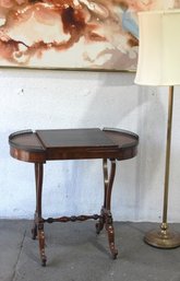 English Regency Game Table With Leather Surface And Brass Gallery