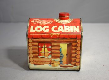 Vintage 100th Anniversary Log Cabin Syrup Tin (1887-1987)