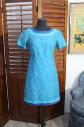 Vintage Paisley Print Mini Dress With Contrast Trim, Size Small