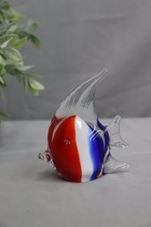 Red White And Blue Art Glass Angel Fish Figurine