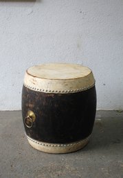 'Authentic Thai Teak & Leather Drum Table'