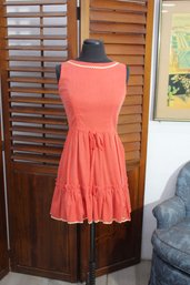 Charming Vintage Red & Polka Dot Ruffle Dress, Size Small