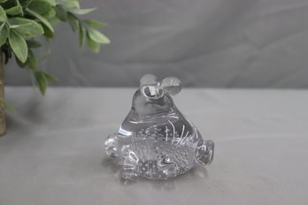 Controlled Bubble Clear Art Glass Frog Figurine