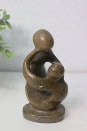 Carved Shona Stone Mother And Child Statuette, Signed Bottom J. Chinhoy