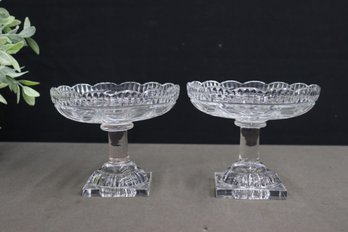 Two Cut Glass Pedestal Coupe Bowls/Compotes